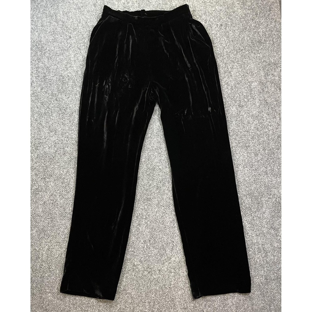 Vintage Velvet Pants Womens Size 6 Black Petite Sophisticate Y2k Goth Medieval